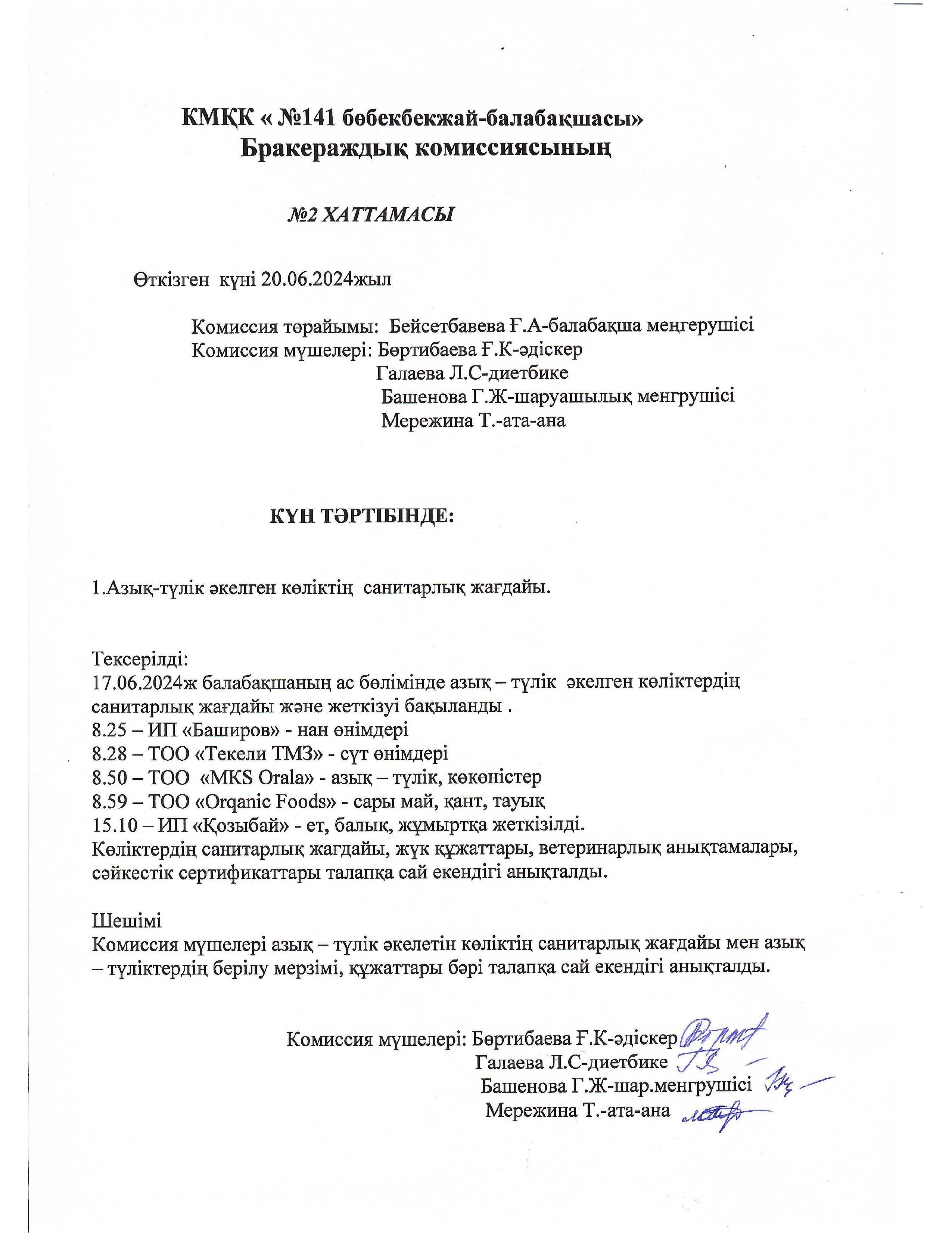 План работы бракеражной комиссии 2024-2025 г